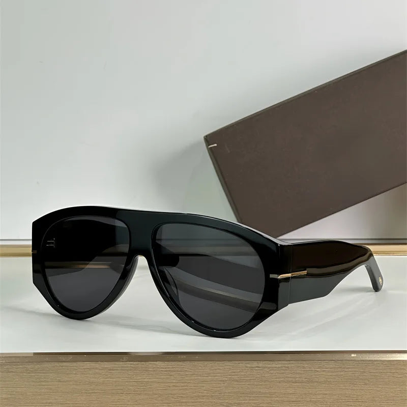 New Oversized Pilot Sunglasses Women Fashion Luxury Big Frame One Piece Gradient Sunglasses Retro Classic Thick Shades