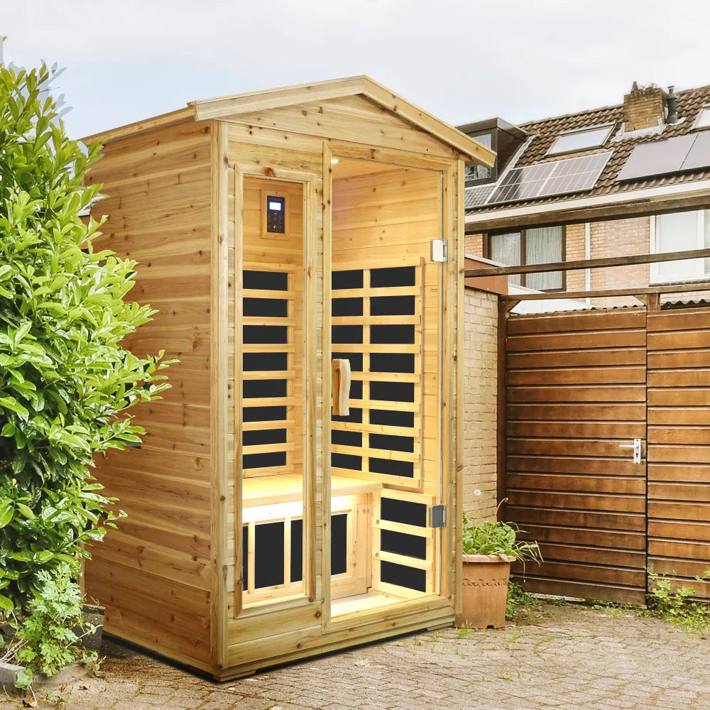 Two person Far infrared old fir outdoor sauna room