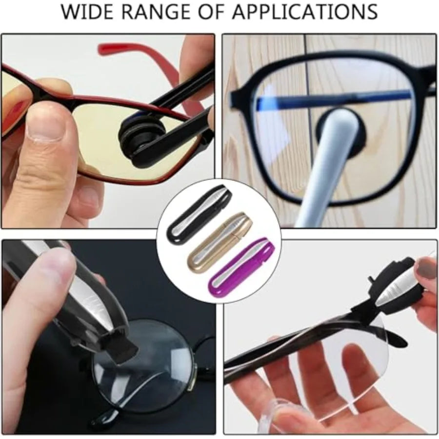 3Pcs Eyeglass Cleaning, Portable Glasses Cleanert, Lens Cleaner with Microfiber Tech Portable Glasses Cleaner Tool, Easily to C