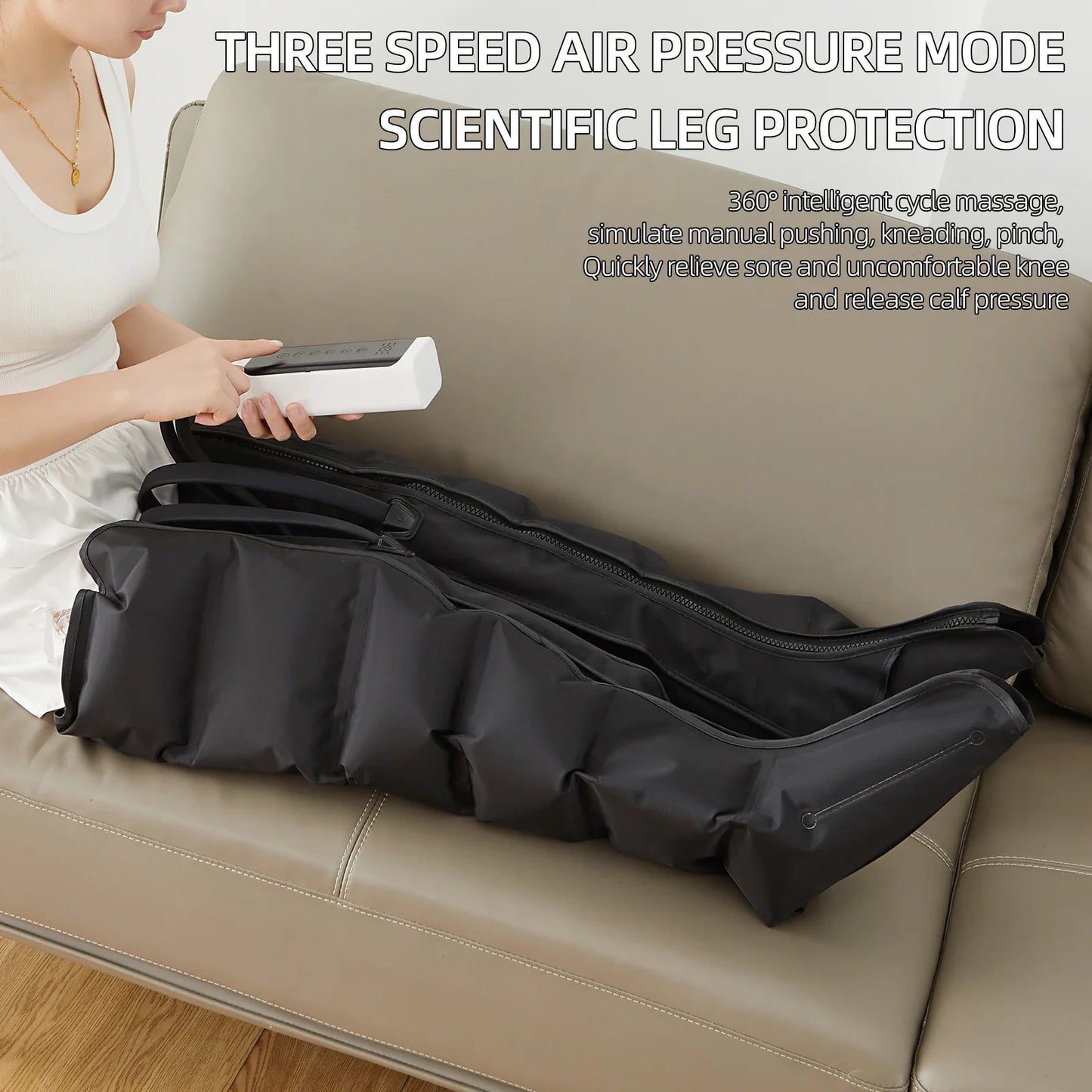 Vilnason Air Compression Leg Massage Boots With 6 Airbags