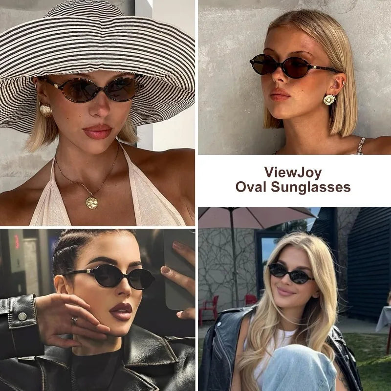 Retro Oval Sunglasses for Women Vintage 90s Y2K Trendy Designer Sun Glasses