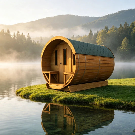 Customized Panoramic Outdoor Barrel Sauna Room Solid Japanese Hinoki Wood Wooden Sauna for Home Garden Spa Relaxation