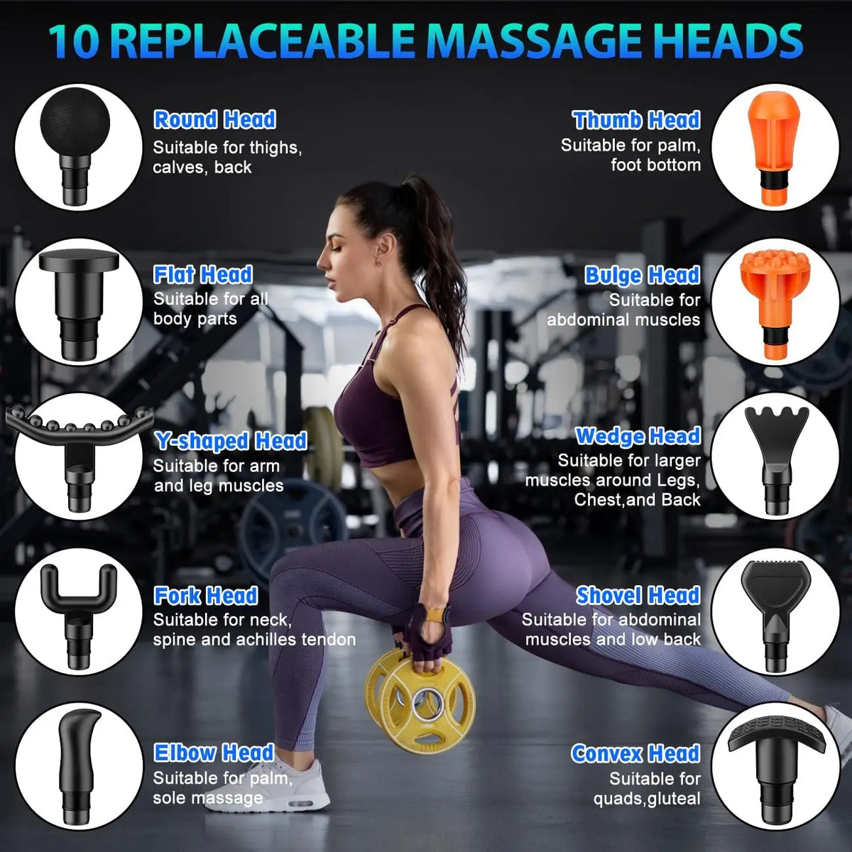 Massage Gun, Deep Tissue Back Massage for Athletes for Pain Relief, Percussion Massager with 10 Massages Heads & Silent Brushless Motor, Fathers Day Dad Gifts, Grey