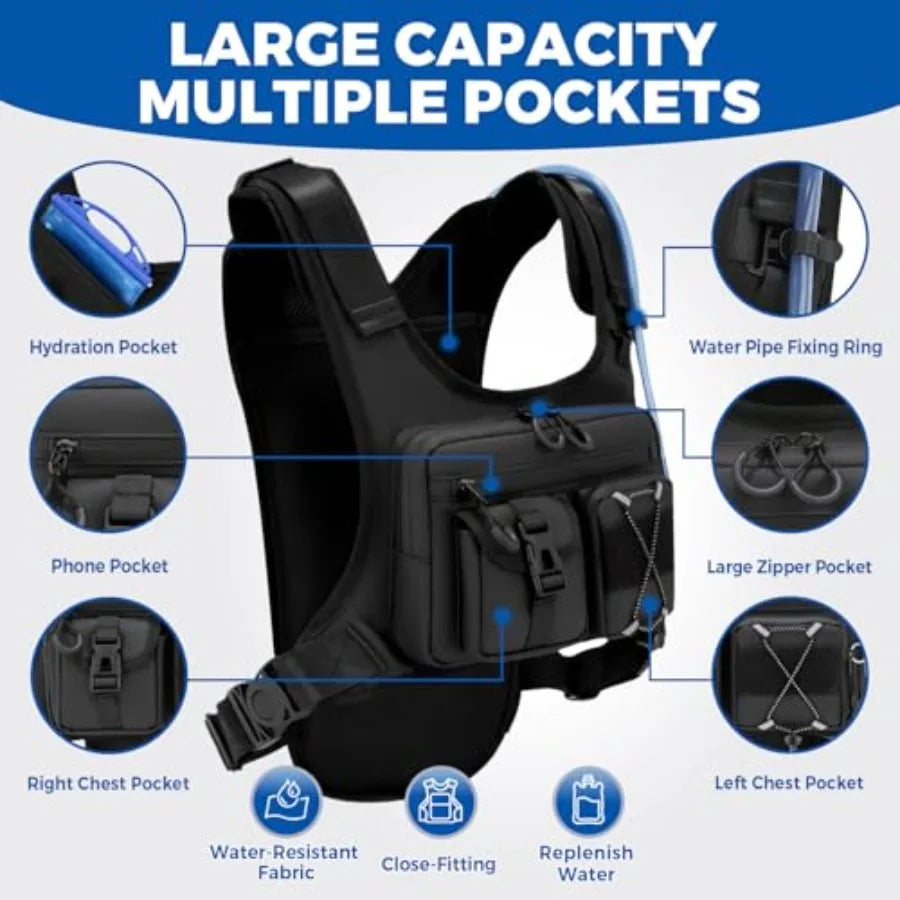 USA Patent Running Hydration Vest Backpack, Lightweight Chest Pack with 2.0L Water Bladder Bag Daypack for Hiking Running Cycli