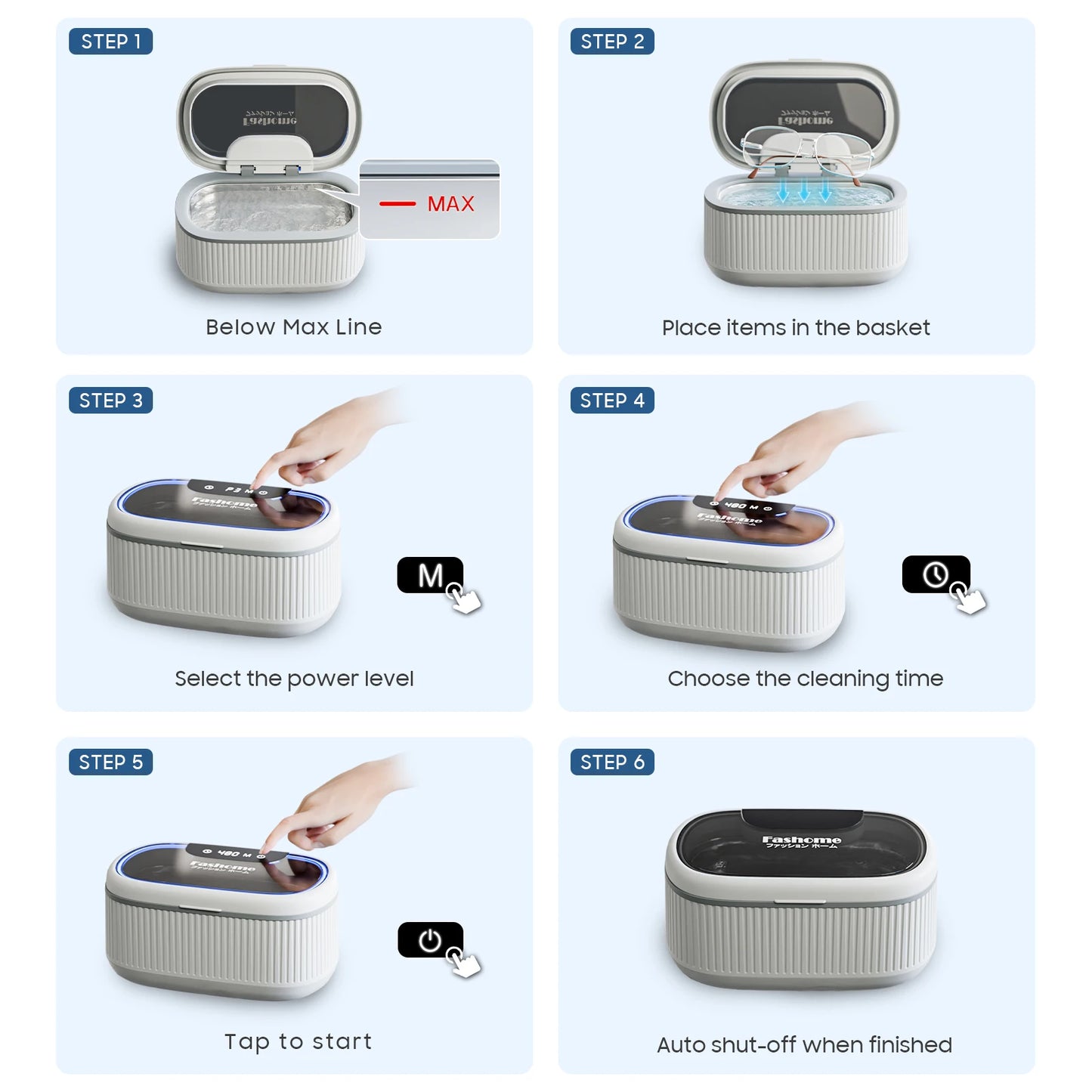 550ml Ultrasonic Cleaner, 45kHz Portable Jewelry Glasses Cleaning Machine, Deep Cleaning Ultrasound Appliance With 100ml Cleaning Solution, 5 Timer, 3 Power Levels, Degas Mode