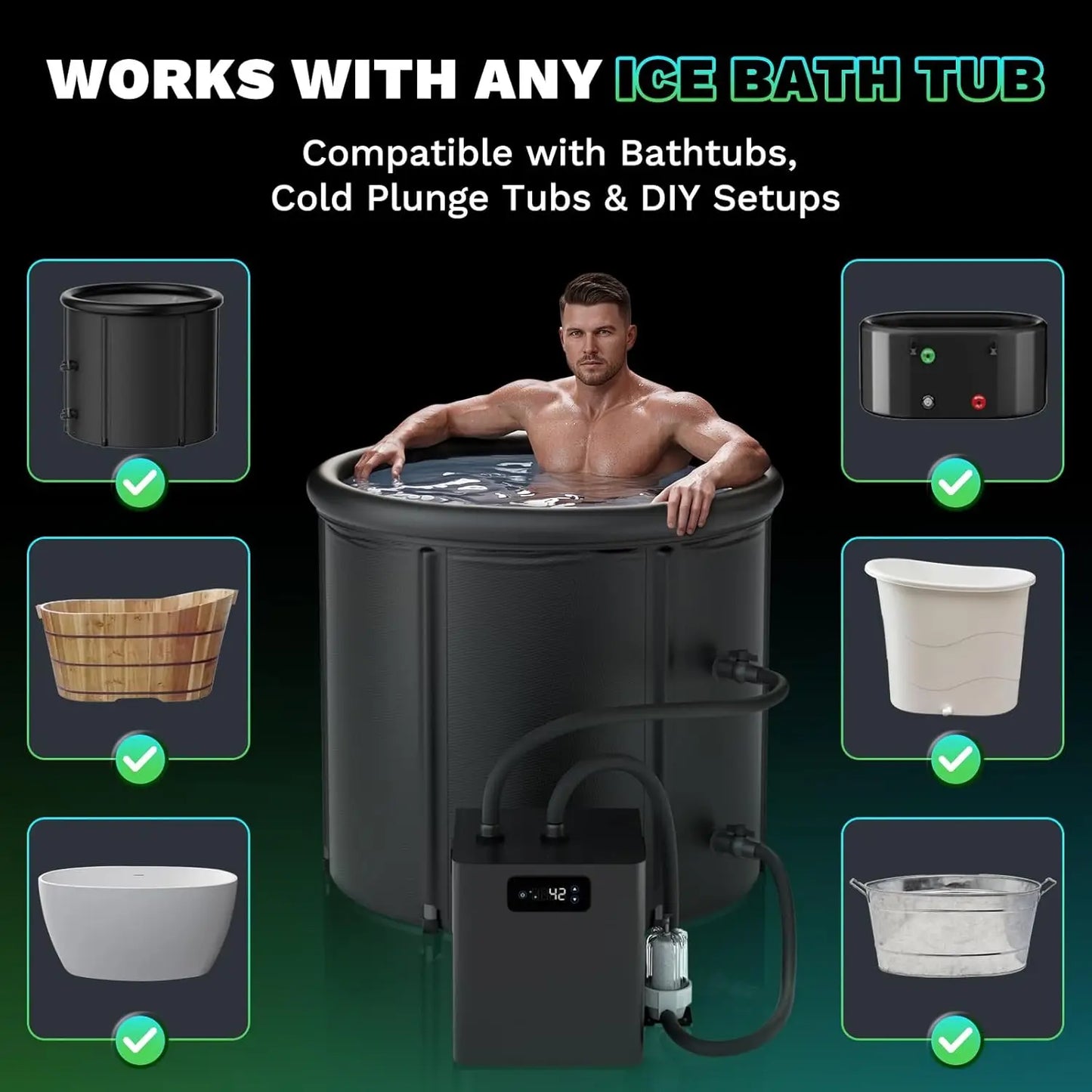 Ice Bath Water Chiller for Cold Plunge Tubs 1 3 HP Upgraded Water Chiller with Pump External Filter and Submersible Pump