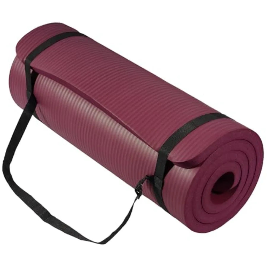 71x24 Inch Extra Thick Yoga Mat 1-Inch High-Density Foam Roll-Up Exercise Pad with Double-Sided Non-Slip Surface and Carrying S