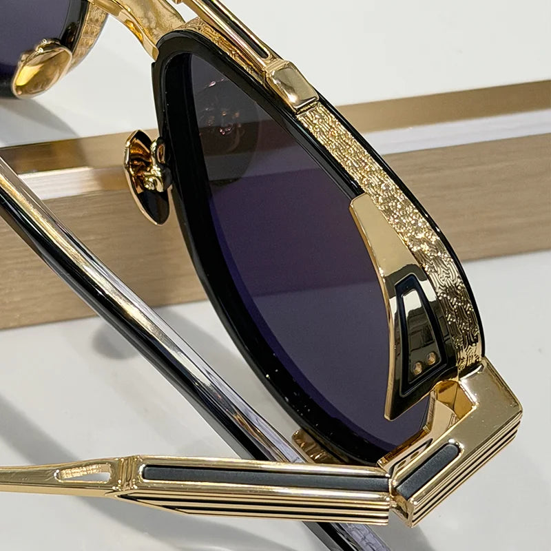 NEVERA Luxury Craft Black Sliver Double Bridge Pilot Sunglasses for Men Original High Street Top Quality Alloy Solar Glasses