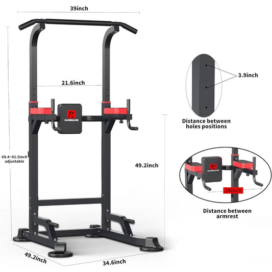 Power Tower Dip Station Workout equipment Pull up Bar for Home Gym Adjustable Height Strength Training Fitness Excercise
