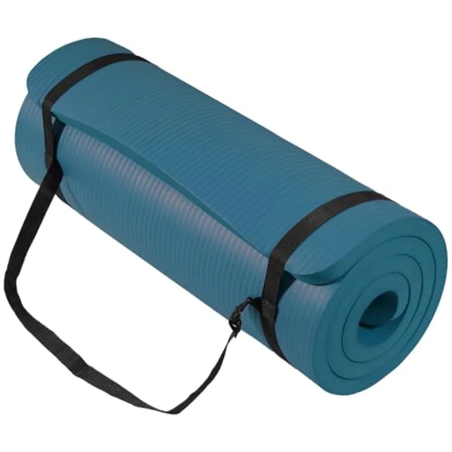 71x24 Inch Extra Thick Yoga Mat 1-Inch High-Density Foam Roll-Up Exercise Pad with Double-Sided Non-Slip Surface and Carrying S