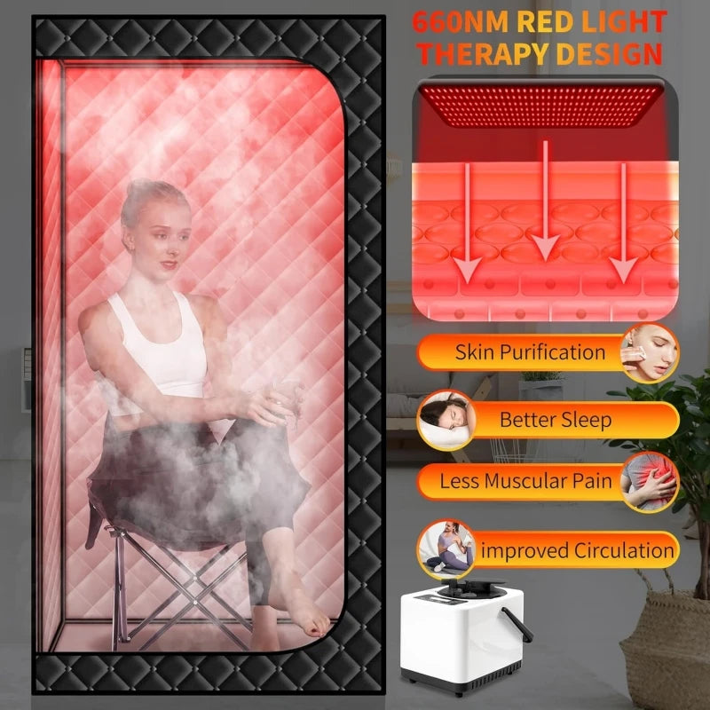 SMARTMAK Portable Steam Sauna Box With Infrared 660nm Light