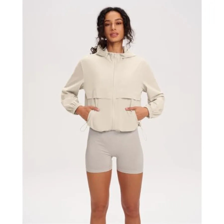Locachy Women's Lightweight Athletic Workout Hoodie Long Sleeve Full Zip Gym Running Outdoor Jacket