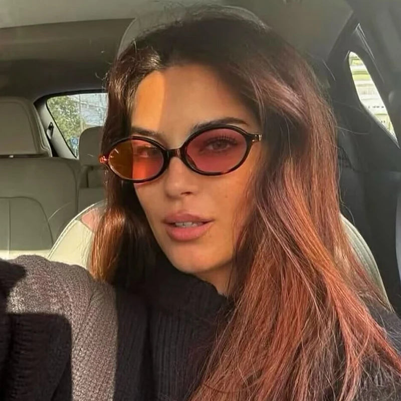 Fashion Oval Retro Sunglasses for Women – Simple Small Frame UV400 Protective Eyewear, Literary Style Luxury Design for Commuting & Travel
