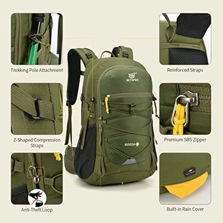 Hiking Backpack for Men Women, 35L Lightweight Travel Daypack, Outdoor Camping Back Pack with Multiple Compartments, Durable fo
