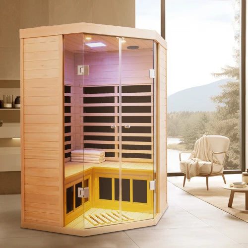 Hemlock Pentagonal Sauna Room for Two People Home Spa