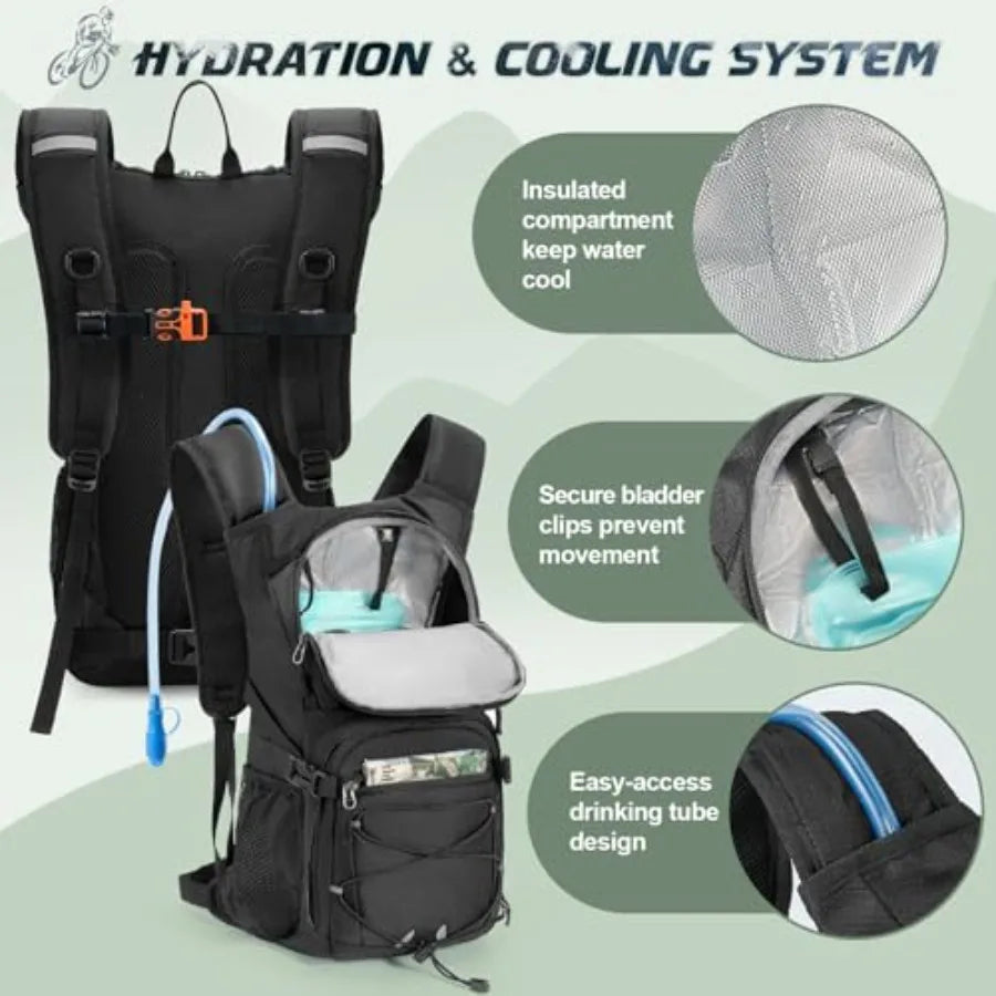 Hydration Backpack with 2L Water Bladder, 15L Lightweight Hiking Backpack for Women and Men Small Insulated Hydration Water Pac
