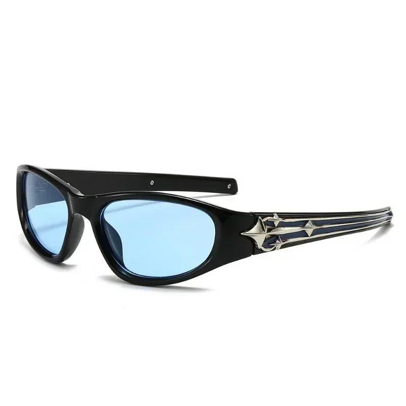 Y2K Fashion Cat Eye Sunglasses Women Men Luxury Brand Design Sun Glasses Popular Punk Hip Hop Rivet Star Eyeglasses Shades UV400