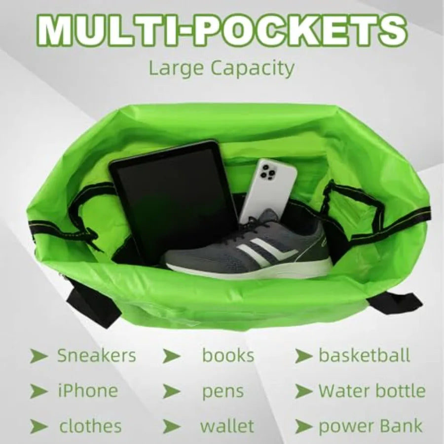 Tygelluis Drawstring Backpack, Waterproof Gym Bag with Water Bottle Pocket for Women Men, Pull String Sport Bag for Swim, Socce