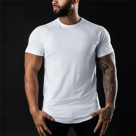 Plain Gym T Shirt For Men Summer Fitness Cotton Tee
