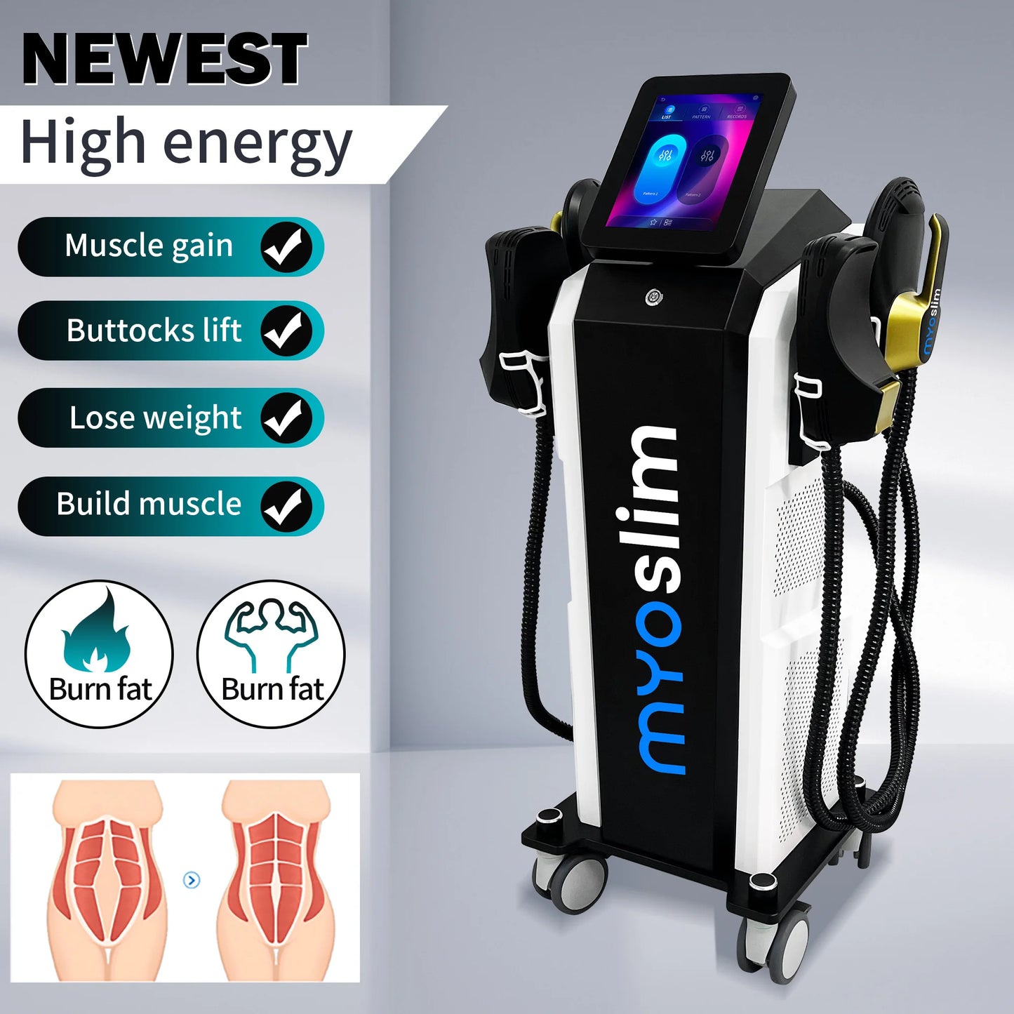 MYOslim Pro 6500W EMS Body Sculpt Machine  Muscle Stimulation Professional Weight Loss And Slimming Device