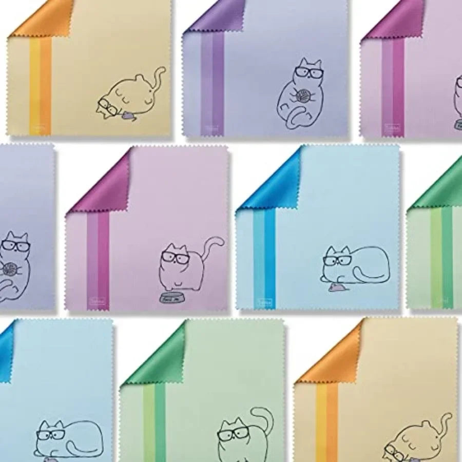 0 Pack Cute Kitty Cat Design Multicolor Microfiber Cleaning Cloths for Cleaning Eyeglasses Lenses Sunglasses and Cell Phone Bea