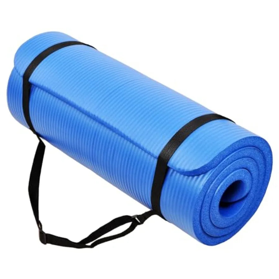 71x24 Inch Extra Thick Yoga Mat 1-Inch High-Density Foam Roll-Up Exercise Pad with Double-Sided Non-Slip Surface and Carrying S