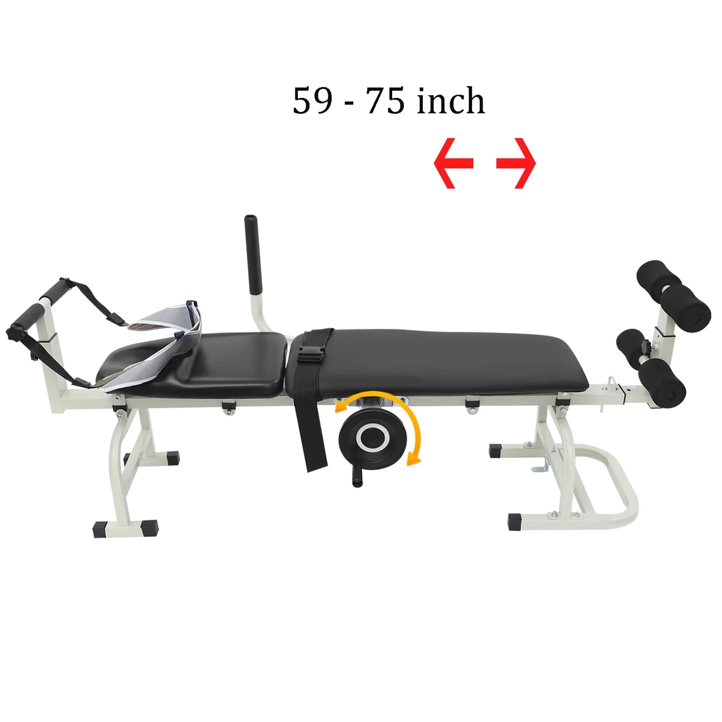Inline Back Stretch Bench, Multifunctional Cervical Traction Device Spine Back and Neck Decompression - Adjustable with Handwheel - Up to 330 lbs Weight Capacity