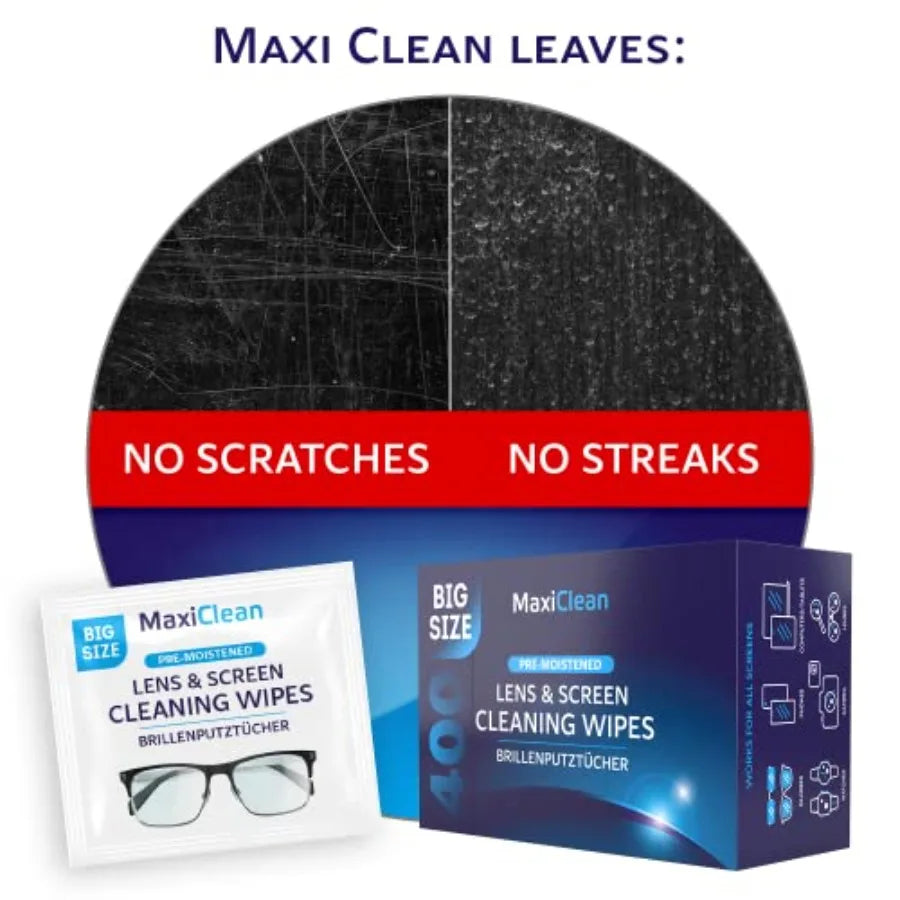 Glasses Wipes Lens Cleaner - Lens Wipes for Eyeglasses - 400 Pre-moistened Individually Wrapped Wipes for Eye Glasses, Electron