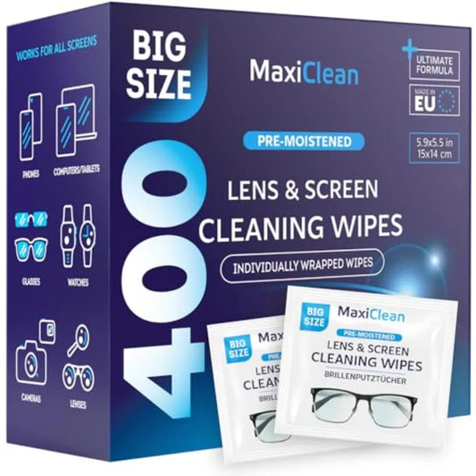 Glasses Wipes Lens Cleaner - Lens Wipes for Eyeglasses - 400 Pre-moistened Individually Wrapped Wipes for Eye Glasses, Electron