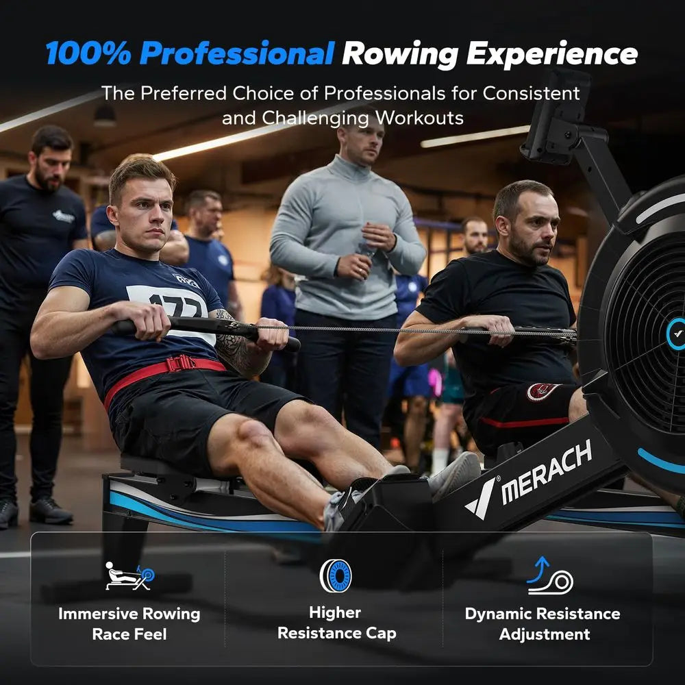 Professional Indoor Rowing Machine, Adjustable Air Resistance Rowing Machines for Home, Ergonomic Comfort Seat, Performance Mon