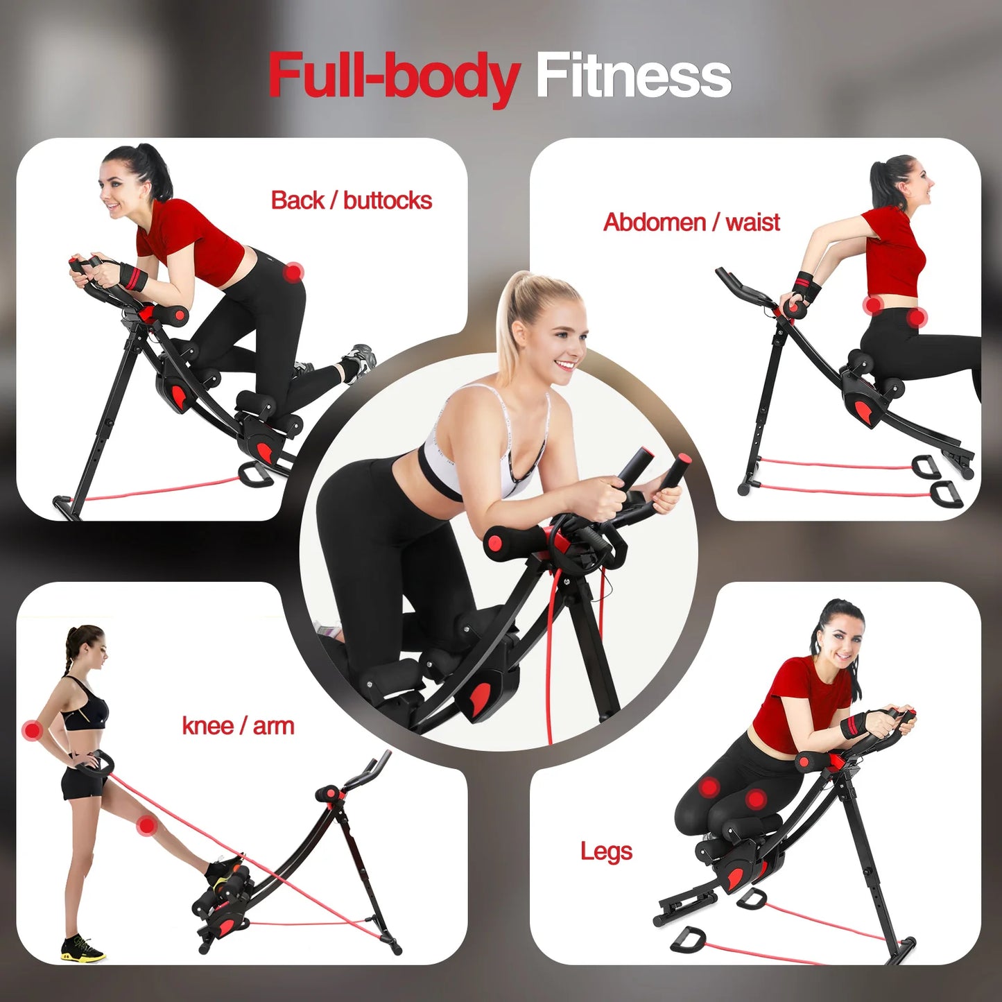 Foldable Abdominal Trainer Machine For Home Fitness With Resistance Bands