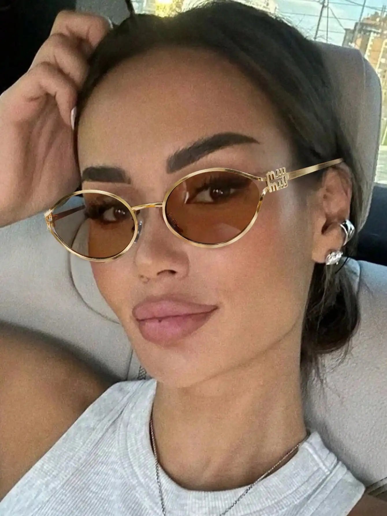 1pc Fashionable And Exquisite Hollow Oval Women's Fashion Glasses, Exquisite And Elegant, Suitable For Wearing In Various Occasions