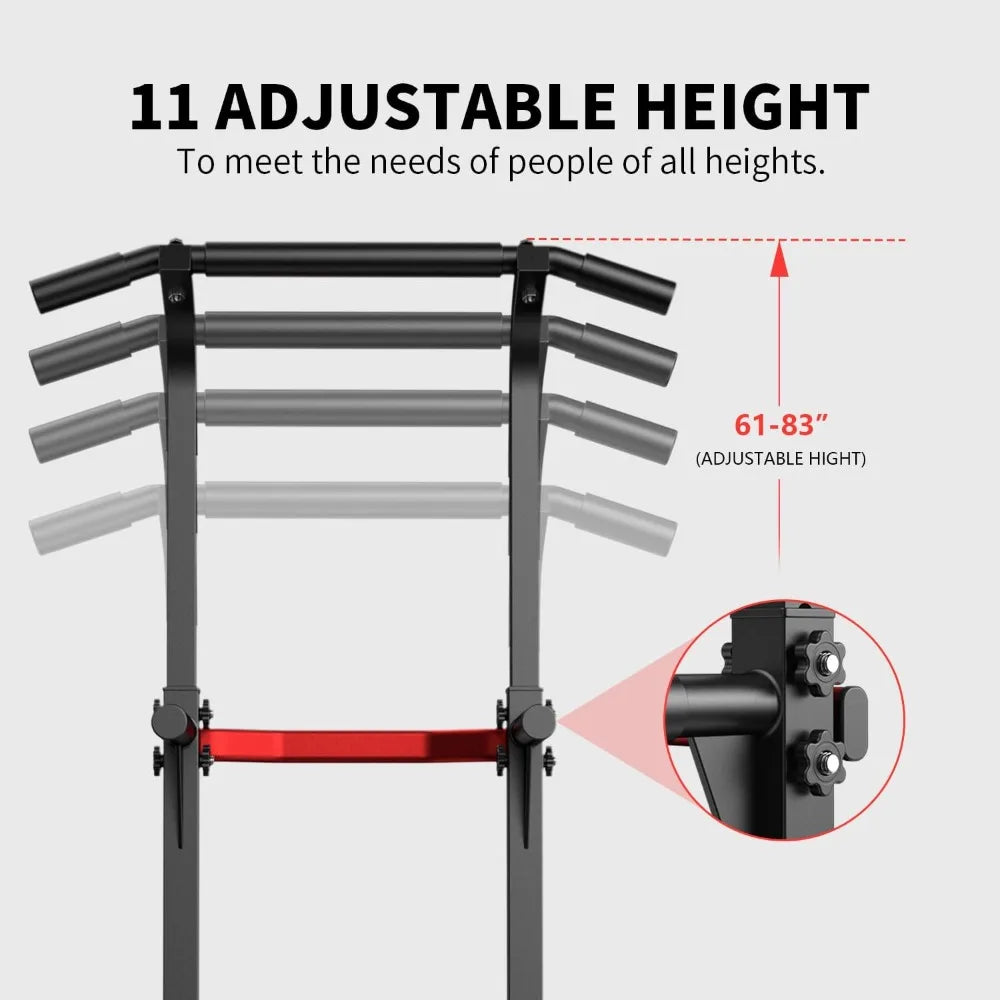 ZENOVA Pull Up Bar Dip Bar Squat Rack Workout Dip Station Height Adjustable Free Standing Chin Up Bar