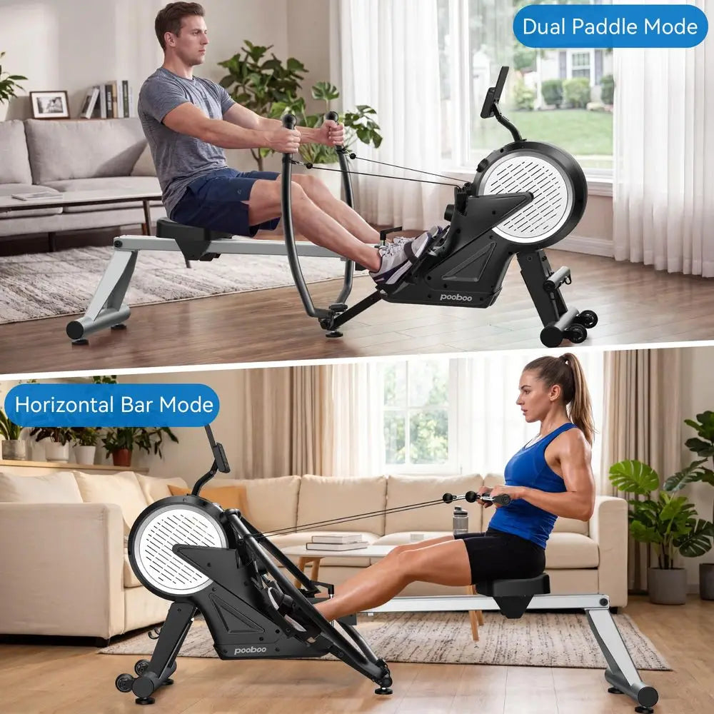 Rowing Machines for Home, Dual Wind amp Magnetic Resistance, Foldable Row Machine 400 LB Weight Capacity, 14 Levels Resistance
