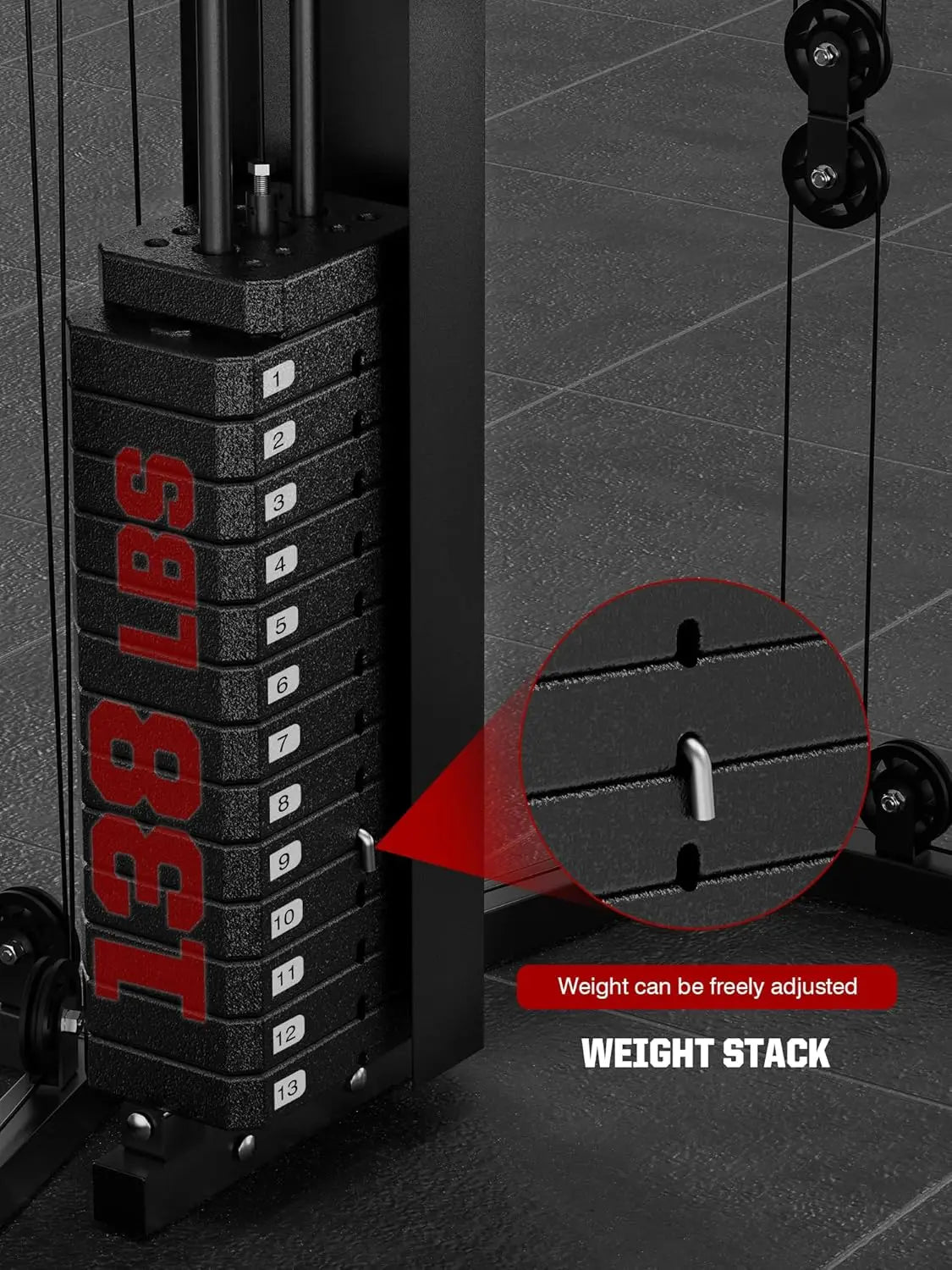Home Gym Smith Machine with 138LB Weight Stack, Leg Press & LAT Station for Full Body Workouts