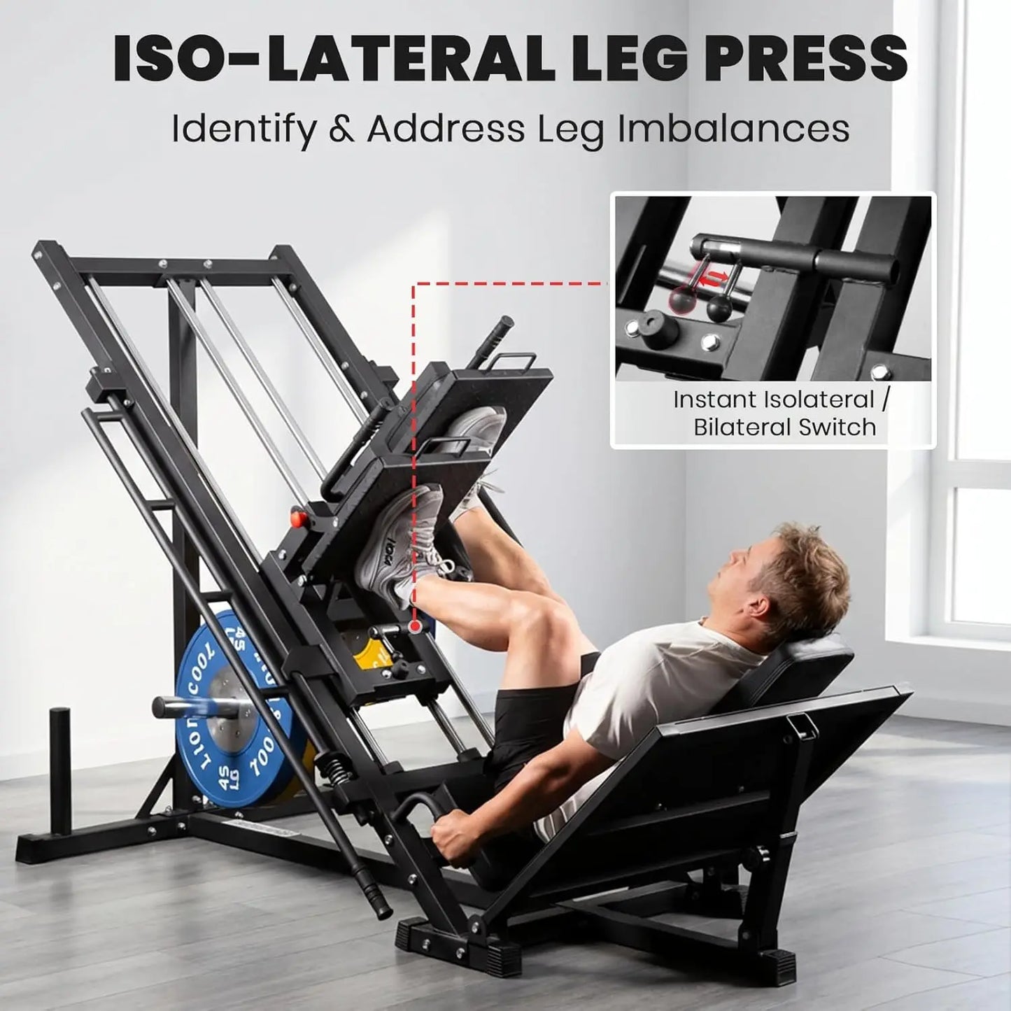 Upgraded 3-in-1 Leg Press Hack Squat Machine with Weight Storage, Professional Adjustable Iso-Lateral Trainer with, Customized