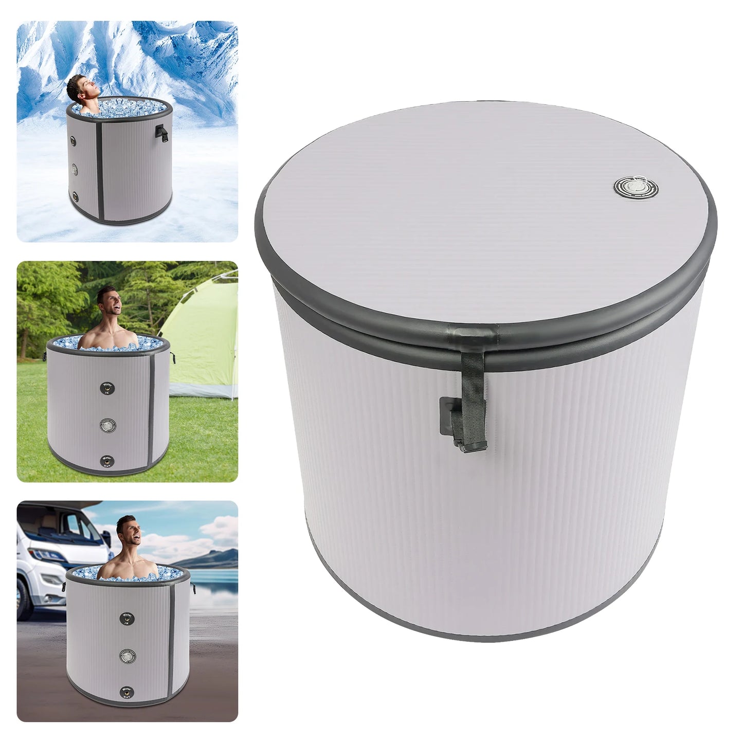 100Gal 380L Inflatable Ice Bathtub Portable Cold Plunge Tub with 3 Layer Insulation Cover and Pump for Athletes Fitness Recovery Home Spa Relaxation Indoor Outdoor Use