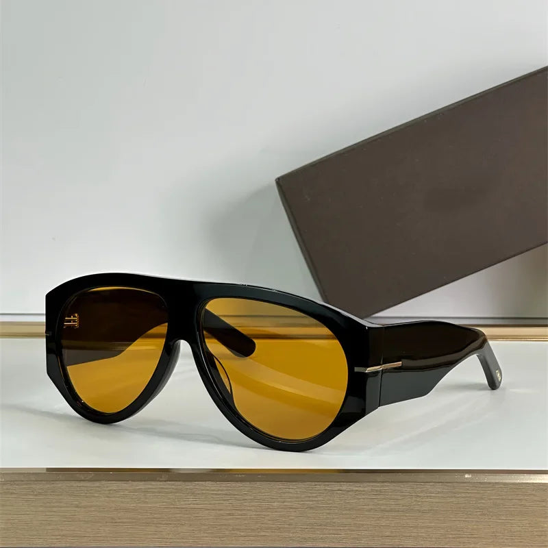 New Oversized Pilot Sunglasses Women Fashion Luxury Big Frame One Piece Gradient Sunglasses Retro Classic Thick Shades