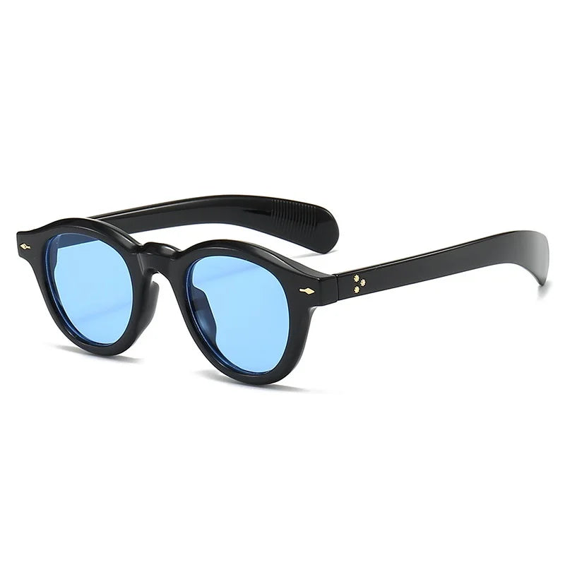 Fashion Small Round Sunglasses Women Retro Clear Ocean Lens Shades UV400 Men Rivets Punk Sun Glasses