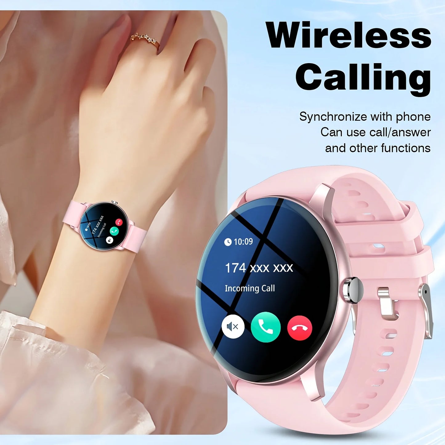 2026 Smartwatch/Fitness Band with Wireless Calling, Multiple Sports Modes, Music Control, Sedentary Reminder, Wallpaper, Weather Updates, Suitable for Android & Iphone