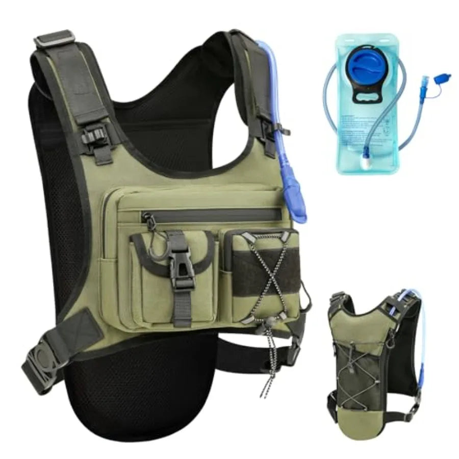 USA Patent Running Hydration Vest Backpack, Lightweight Chest Pack with 2.0L Water Bladder Bag Daypack for Hiking Running Cycli