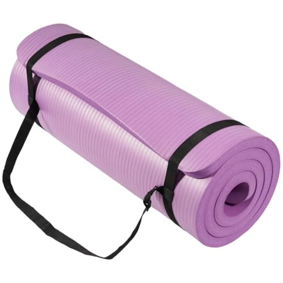 71x24 Inch Extra Thick Yoga Mat 1-Inch High-Density Foam Roll-Up Exercise Pad with Double-Sided Non-Slip Surface and Carrying S