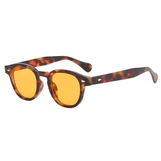 Fashion Retro Round Sunglasses Women Rivets Decoration Men Shades UV400 Punk Leopard Sun Glasses