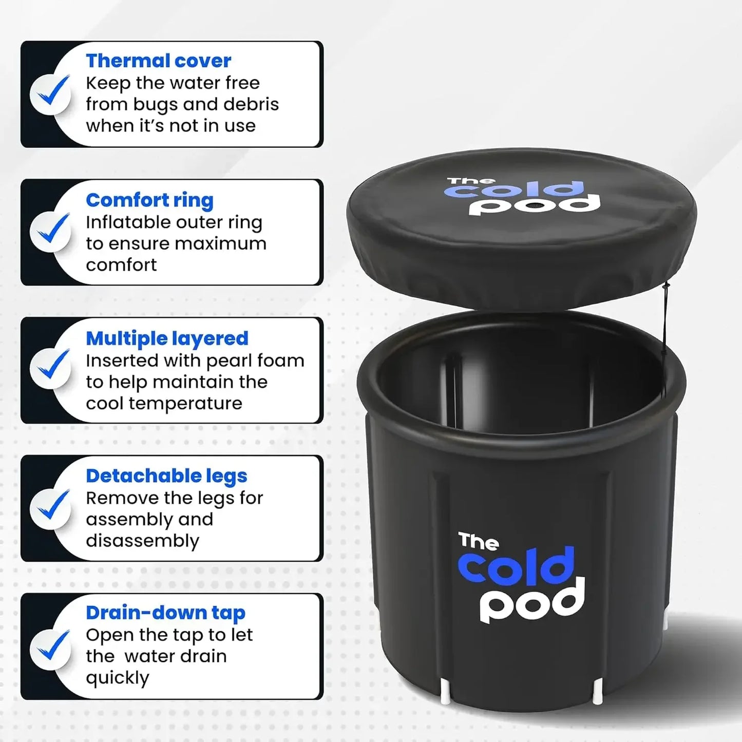 Ice Bath Tub For Athletes With Cover Cold Plunge Recovery Pool Portable