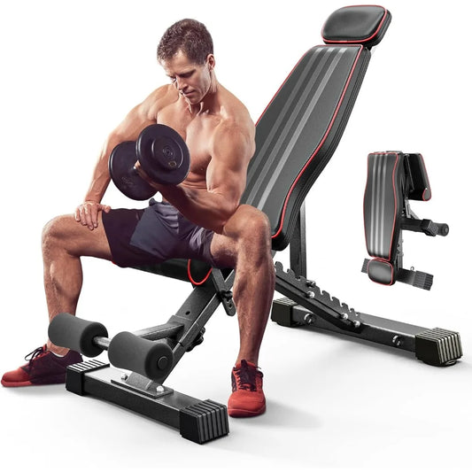Multi-Function 6 in 1 Weight Bench Set - Leg Press, Preacher Curl Rack