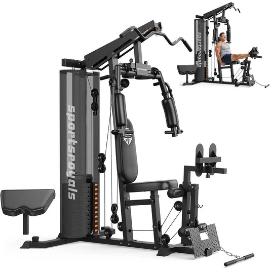 FED Fitness Full Body Home Gym With Pulley System And 150 Lb Weight Stack