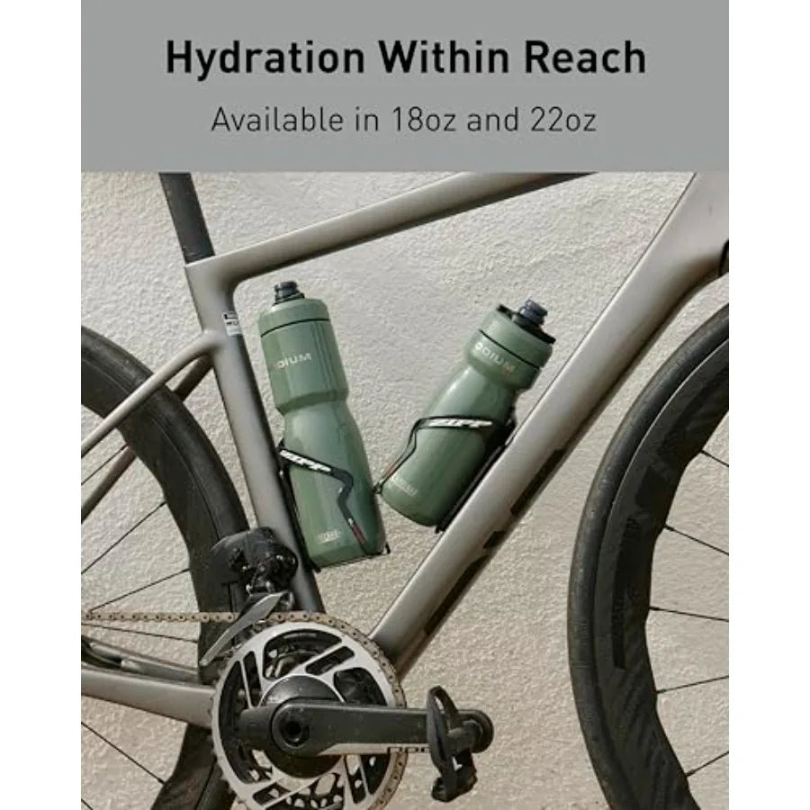Podium Steel Insulated Stainless Steel Bike Water Bottle, Long‑Lasting Cold Hydration for Cycling Performance, 18oz, Black