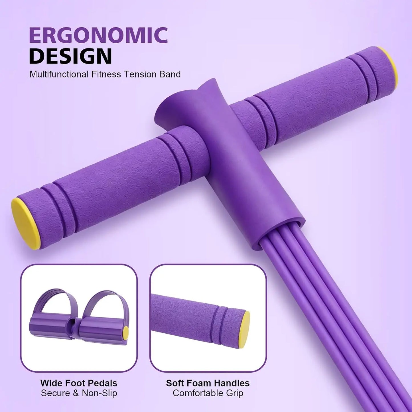 6-Tube Elastic Yoga Pedal Pull Rod Resistance Band - Multi-functional Pedal Pull Rope Resistance Band, Pedal Ankle Puller, TPE Fitness Equipment for Sit-ups, Yoga Stretching and Slimming Training Fitness Equipment, Suitable f