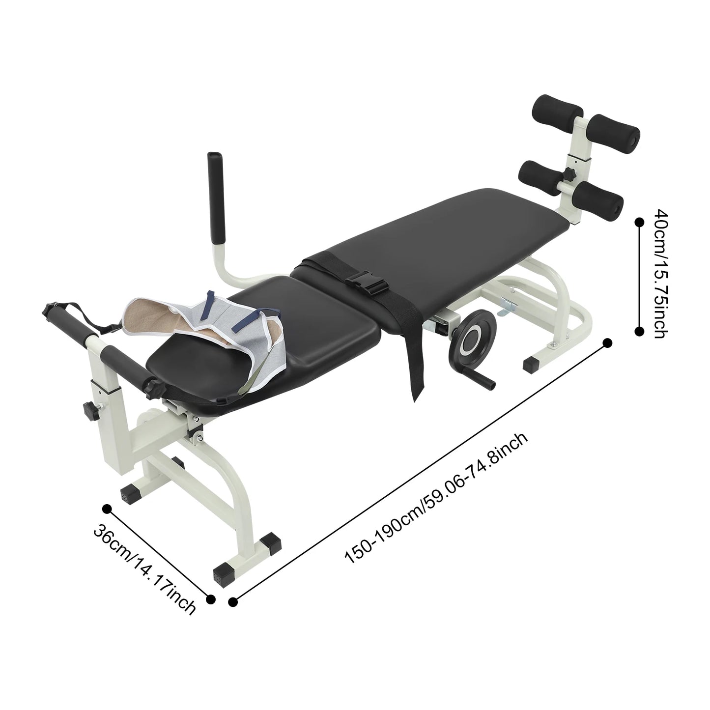Inline Back Stretch Bench, Multifunctional Cervical Traction Device Spine Back and Neck Decompression - Adjustable with Handwheel - Up to 330 lbs Weight Capacity