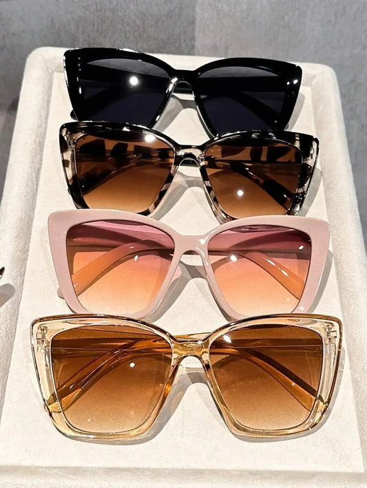 4-Pack Women's Cat Eye Full Frame Sunglasses in Black, Tortoise, Pink & Clear